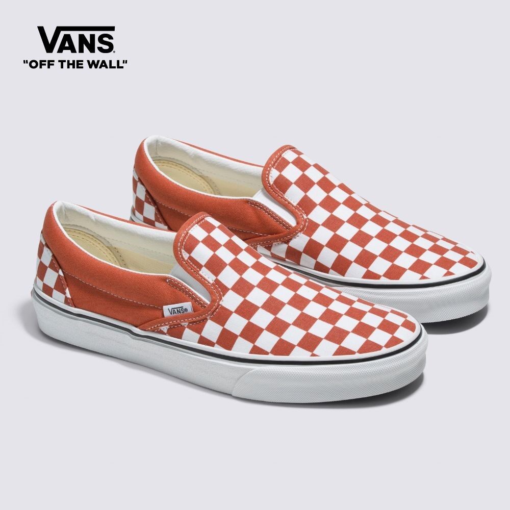 Vans Checkerboard ClassicSlip-On Women (Unisex US Size) ORANGE VN0A7Q5DGWP1