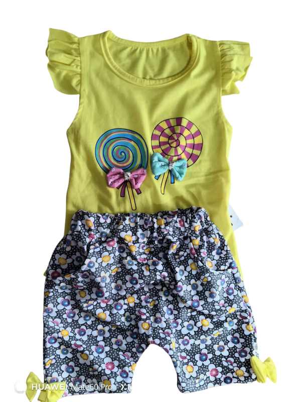 2025 New Summer Baby Clothes Sets Lollipop Print Sleeveless T-shirts and Shorts 2pcs Newborn Infant Girls Clothing Suits Outfits