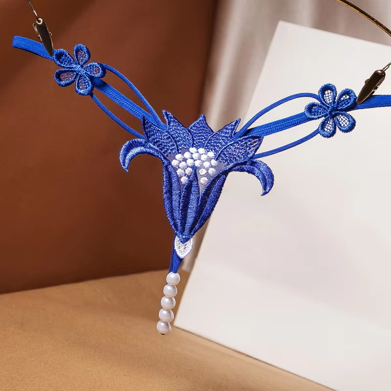 Erotic Lingerie Dental Floss Thong Woman Panty Thread Sexy Pearl Beaded Underwear String Femme Sex Seductive Underpant Butterfly