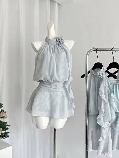 Coquette French Vintage Mini Dress Women Elegant Evening Party Dress Summer 2000s Aesthetic Mori Girl Fairy One-Piece Dress New