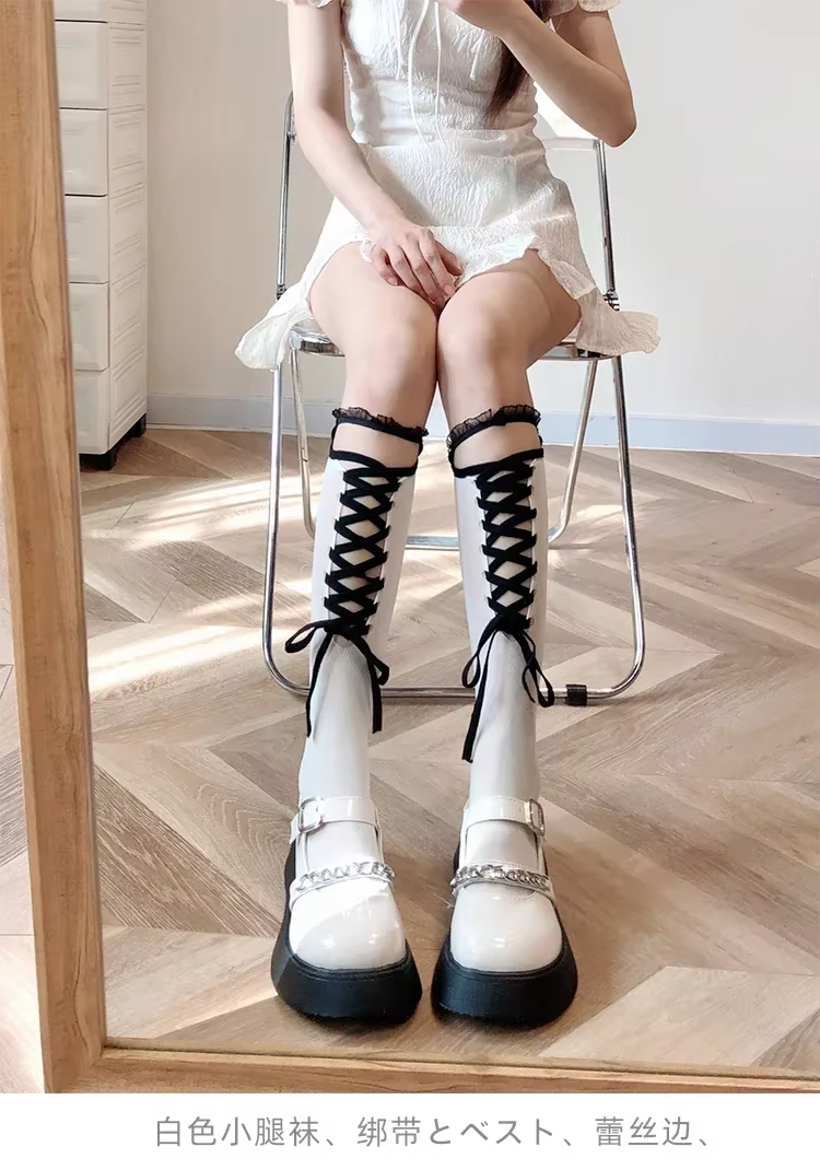 Bandage Bowknot Women Stockings Girls Long Socks Stockings Japanese Styles Kawaii Cute Knee Sock Stocking Ballet Style JK Lolita