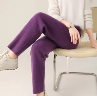 100% wool autumn and winter high waisted small leg pants, Haren pants, cashmere nine point pencil pants for women