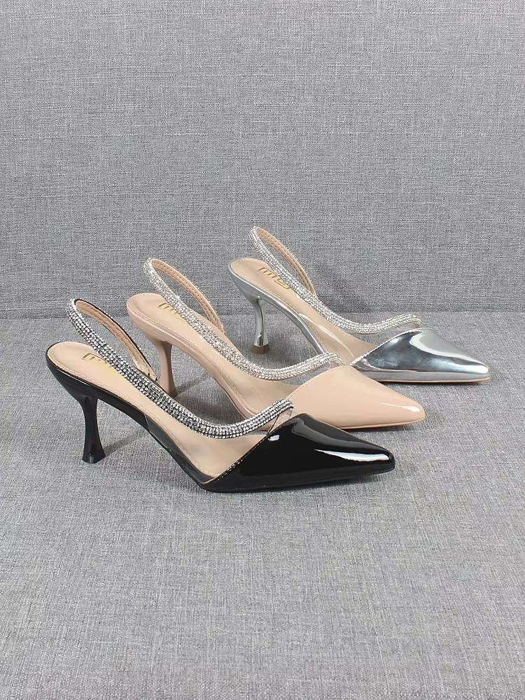 Women's High Heels 2024 Summer New Toe Full PVC Silver Transparent Crystal Sexy Stiletto Fashion Party Women's Sandals
