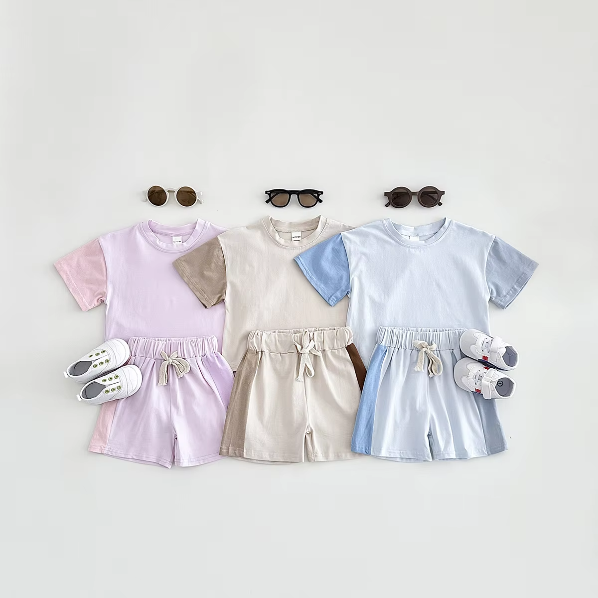 Newborn Baby Boy Set Summer Children Clothes T-Shirt+Pant 2Pcs Kids Solid Short Sleeve Elastic Waist Suit Toddle Girl Clothes