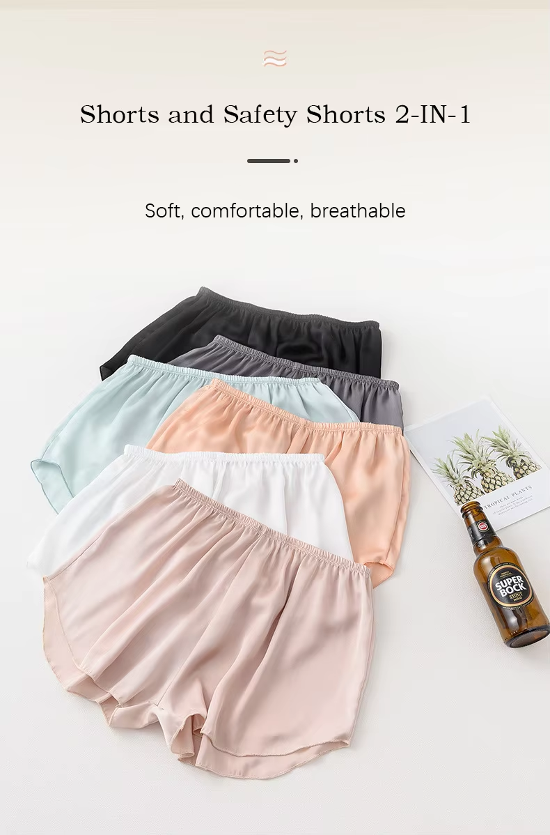 Womens Ice Silk Short Safety Shorts Under Skirt Shorts for Women Summer Loose Homewear Wide Leg Pants Women Pant Knickers Colors