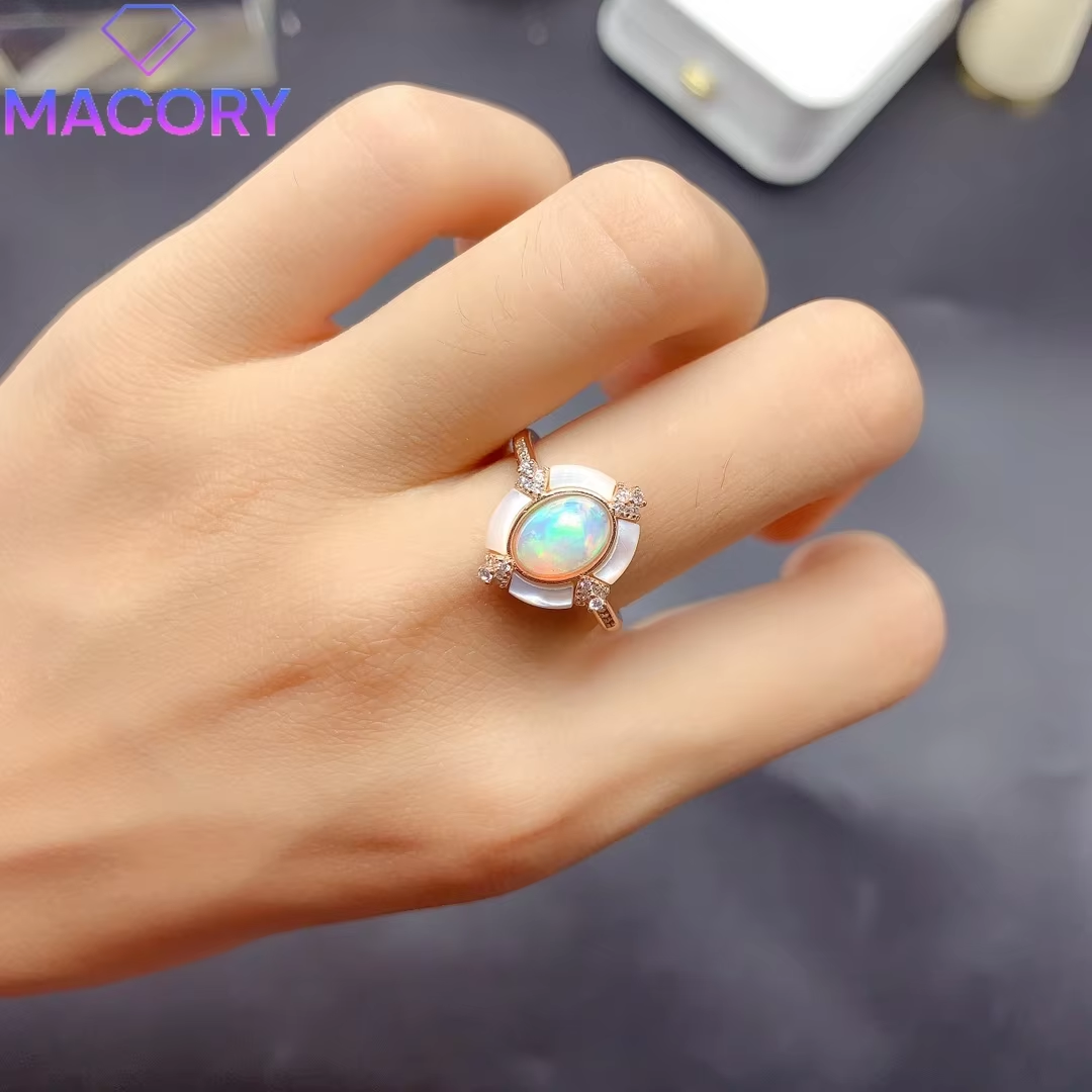 Engagement natural Opal ring female luxury dating ring silver 925 jewelry certification original free Valentine's Day gems.