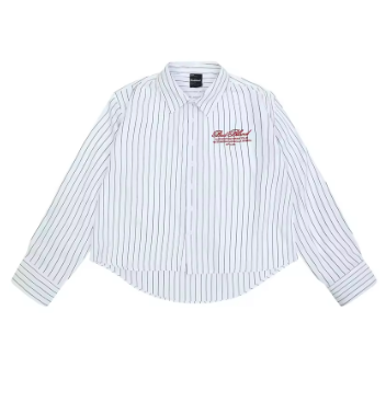 2025 New Korean Trend Badblood Shirts Women's Fashion Striped Embroidered Shirt Y2k Top Tee