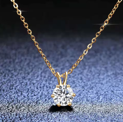 100% Real 14k Gold Pendant Real Gold Women Moissanite Diamond Necklace 6 Prong Wedding Jewelry With Certificate Valentines Gifts