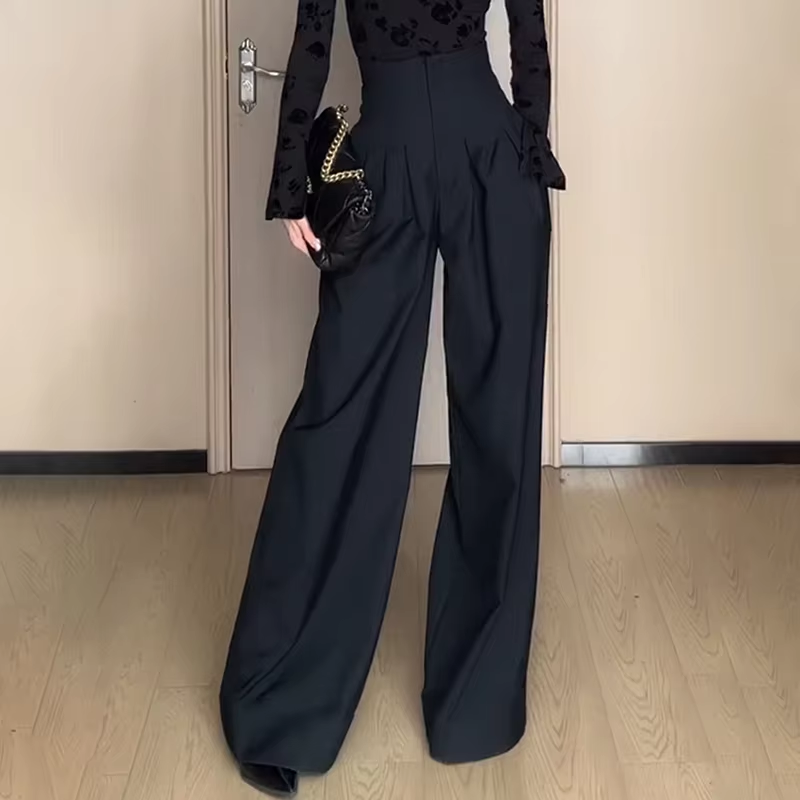 2024 Ultra High Waist Wide Leg Pants Straight Drooping Spring and Summer All-Match Trousers Thick Suit Pants Mop Pants